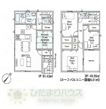 野田市中里第6　新築戸建　4号棟の間取り|4LDK+駐車場スペース2台分