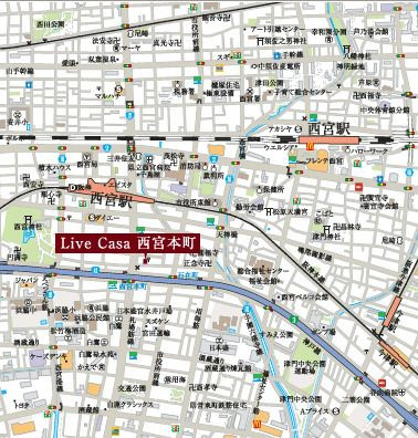 【地図】LiveCasa西宮本町 