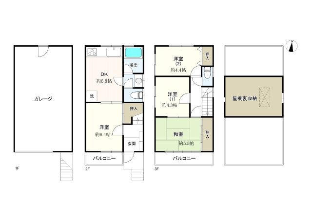 神戸市東灘区本庄町　中古戸建の間取り