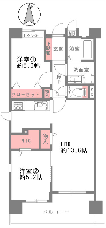 パレ東塚口Ⅰ本館の間取り|※現況と図面が異なる場合現況を優先いたします。