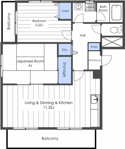 ジョイスタカハシC棟の間取り|2LDKの広々としたお部屋です