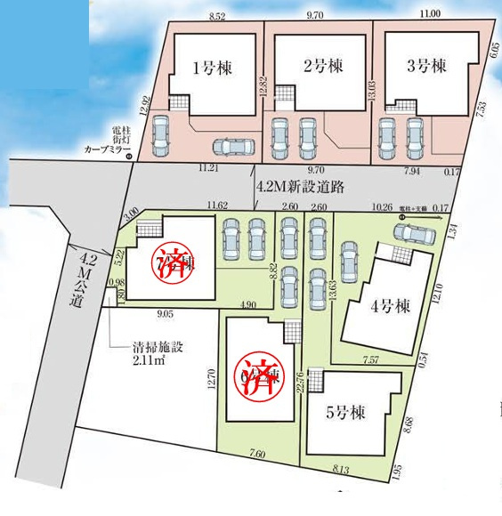 【仲介手数料無料】TIARA　所沢市下安松３期　全7棟　5号棟　の区画図