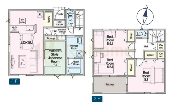 龍ケ崎市中根台第4　新築戸建て　2号棟の間取り|4LDK＋パントリー、土地面積160.33m2、建物面積95.57m2