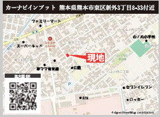 仲介手〇料不要　KEIAIスター KEIAI GRACE東区新外１期【山ノ内小・錦ヶ丘中】の地図|カーナビ➡東区新外３丁目8-33付近