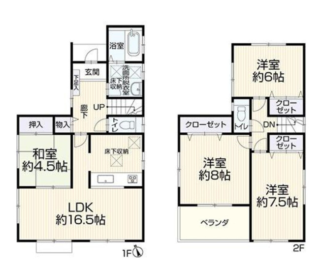 【間取り】 | 茅ヶ崎市ひばりが丘（中古戸建） | 4LDK　建物面積：98.82㎡（29.89坪）