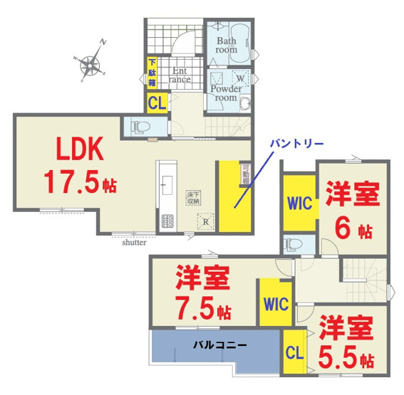 【間取り】 | 富里市七栄１号棟 | ご見学はお気軽に0476-37-3888までお問合せ下さい！