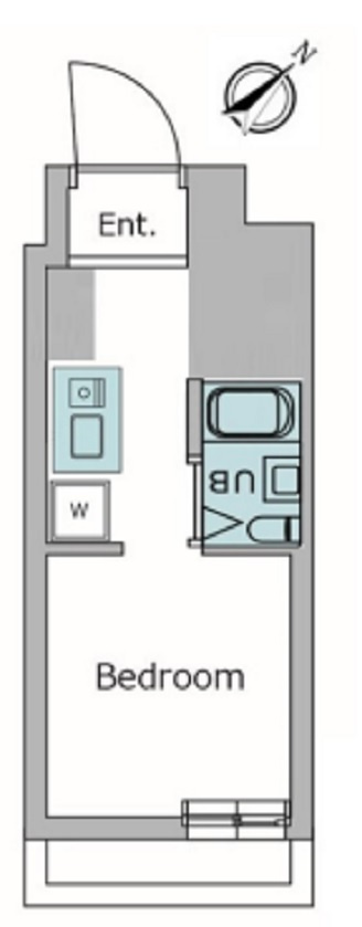 ブルーノコート蒲田の間取り|南東向きバルコニーの1R洋室8.3帖バストイレ別独立洗面台！