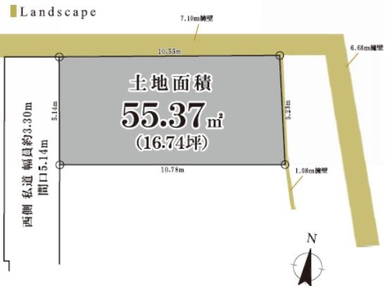 文京区白山　建築条件なし売地の土地図