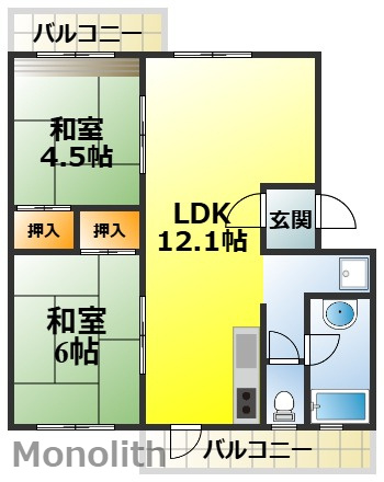 泉北竹城台１丁13号棟の間取り