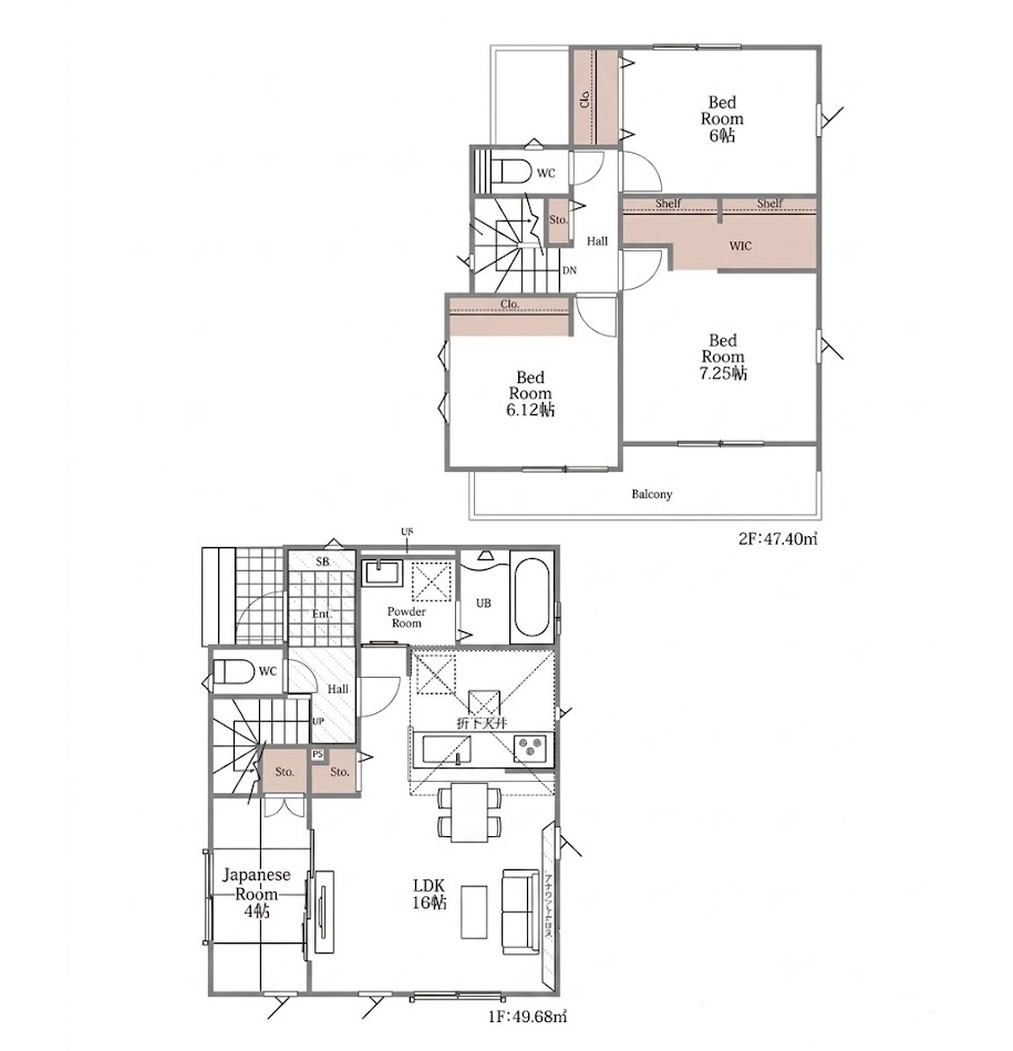 越谷市宮本町９期１号棟　新築戸建の間取り|1階に1部屋配した使い勝手の良い4LDK。客間やご高齢のご家族の部屋としても重宝する便利な間取りです。