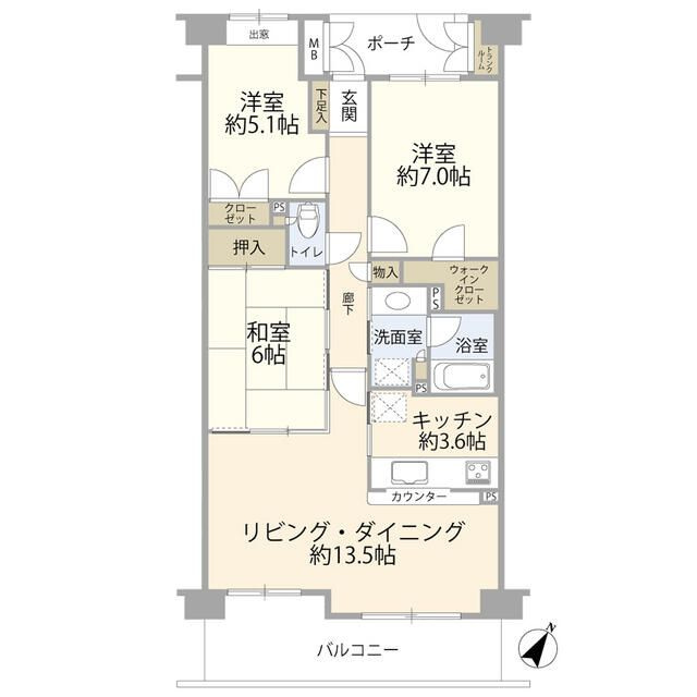 清瀬パークハウス（０００６０４９）の間取り