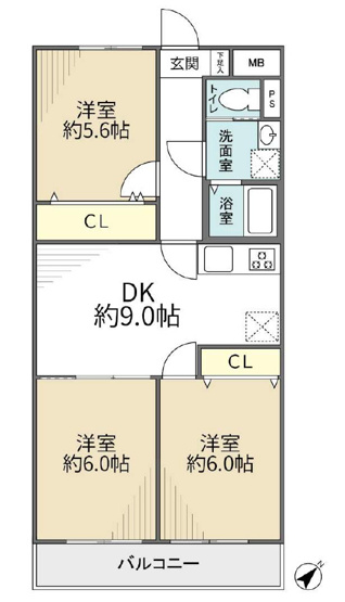 【間取り】 | エンゼルハイム藤沢羽鳥 | 3DK（61.60㎡）