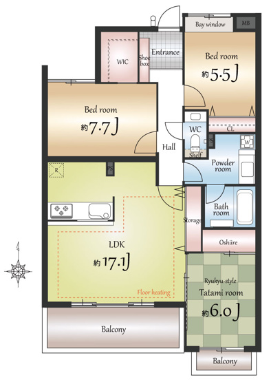 【間取り】 | 『朝日マンション目白』南向き３LDK　リフォーム住戸　陽当たり通風良好 