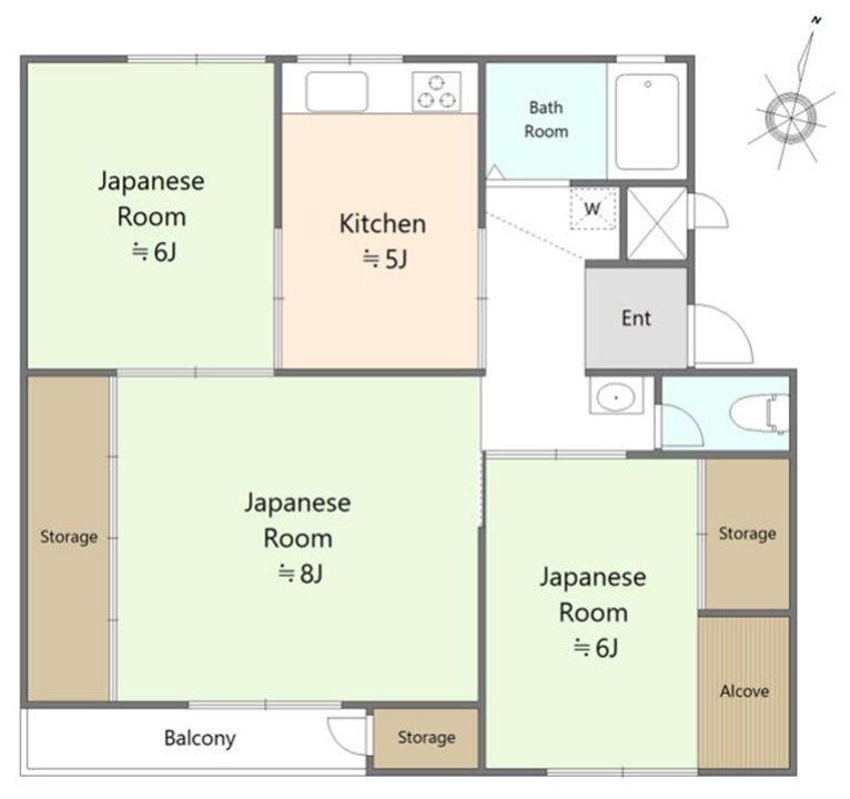 渦が森コーポ4号館の間取り|南東側の窓からの日差しが隅々までしっかりと届きます！ 