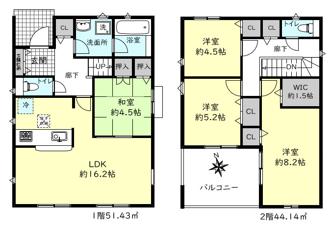 三木市志染町中自由が丘1丁目新築戸建3号棟の間取り