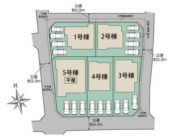 仲介手数料無料）一宮市浅井町東浅井５棟／１期４号棟の区画図|一宮市浅井町東浅井5棟 区画図