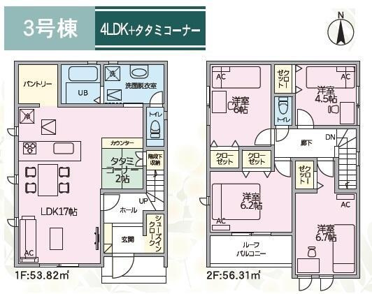 仲介手数料無料）一宮市今伊勢町馬寄０１期　３号棟の間取り|３号棟　間取り図