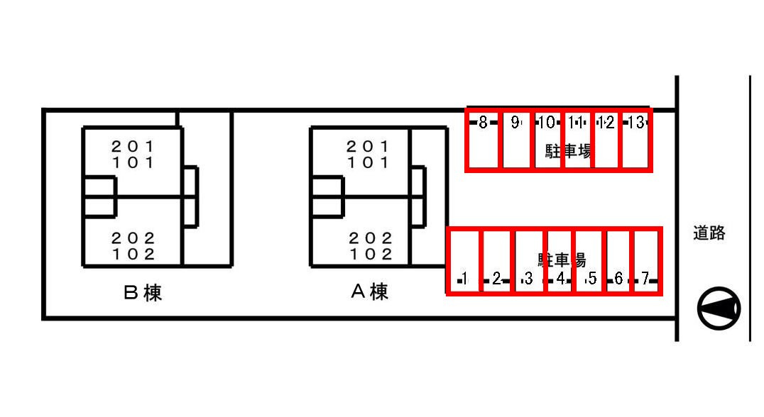 ファミールつたぎBの区画図