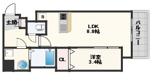 大阪市中央区南船場１丁目の賃貸マンションの間取り