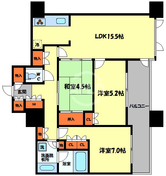 上本町ヒルズマークの間取り|上本町ヒルズマーク　間取り