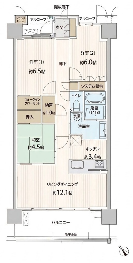 セントハート藤が丘の間取り|南向き・4階部分の3LDK＋納戸。専有面積76.50㎡、各居室に収納を備えた使いやすい間取りです！