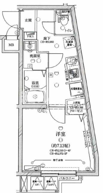 板橋区赤塚新町２丁目の賃貸マンションの間取り