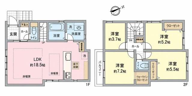 小金井市貫井南町1丁目 中央線 武蔵小金井駅 新築戸建の間取り