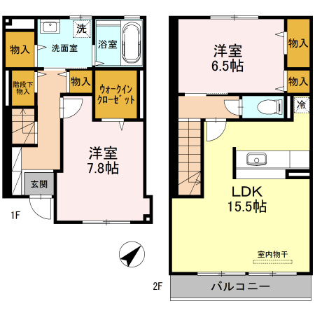西宮市甲子園三保町のアパートの間取り