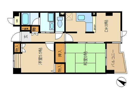 西宮市上甲子園１丁目の賃貸マンションの間取り