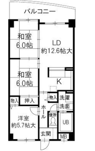 美杜里ハイム2号館の間取り