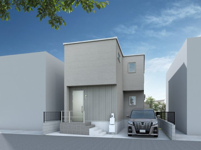 泉区下和泉戸建ての外観パース|ゆめが丘ソラトス徒歩圏！閑静な住宅街に有るおしゃれな外観の戸建てです。