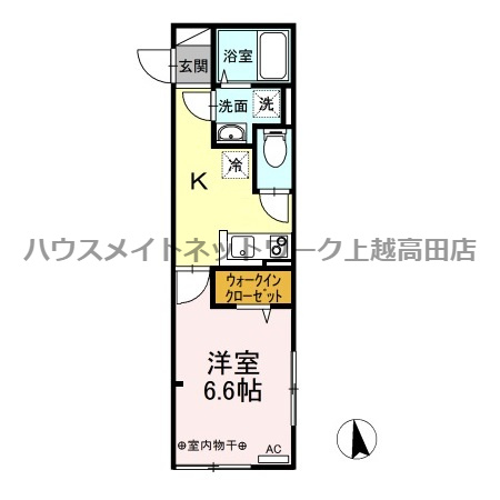 リナーシェ Ｂの間取り|間取図（リナーシェ Ｂ 201）1K