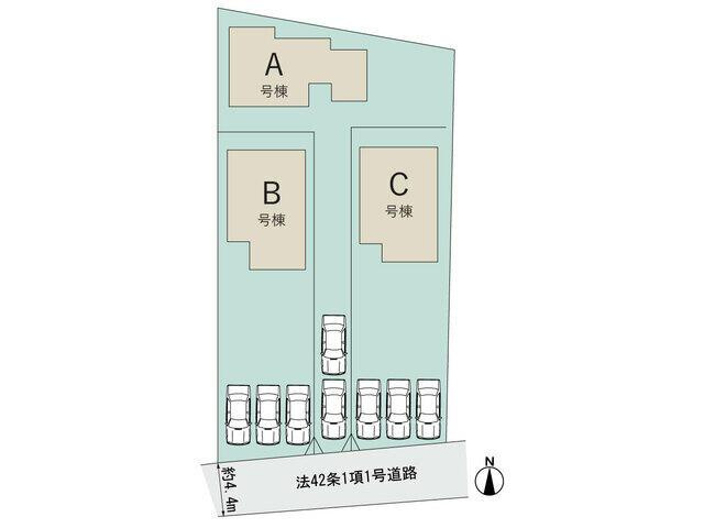 仲介手数料無料）一宮市奥町３２番　Ｃ号棟の区画図