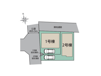 【土地図】 | 恩名新築戸建 | 敷地の形状・寸法・接道を示した図です。現況と異なる場合は現況を優先します。建物の配置や駐車のしやすさ、日当たり、隣家との距離感は現地でご確認いただけます。見学はお気軽にお問い合わせください。