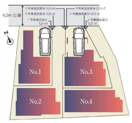 【横浜市磯子区磯子2丁目25-32全4棟新築戸建て】★仲介手数料無料★（浜小学校・汐見台中学校）の区画図