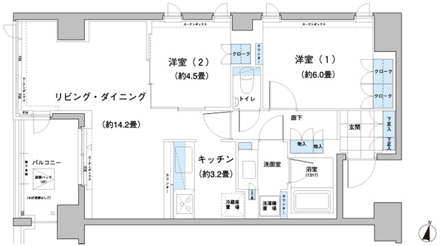 ガーデニエール砧レジデンスの間取り