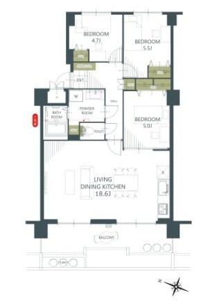 公社山田西第二次団地 A8棟　中古 マンションの間取り