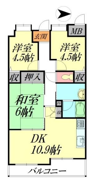 大和高田リバティ八番館の間取り