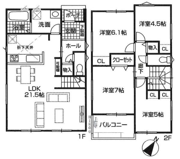 豊田市第4市木町　全3棟・1号棟の間取り