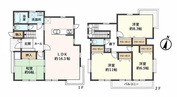 横浜市旭区中白根４丁目の中古一戸建の間取り