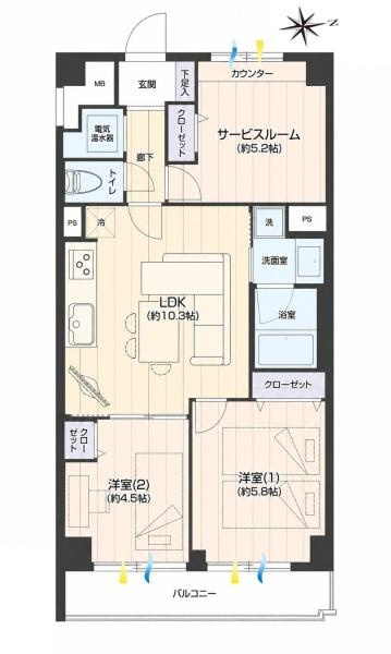 ライオンズマンション中山第５の間取り