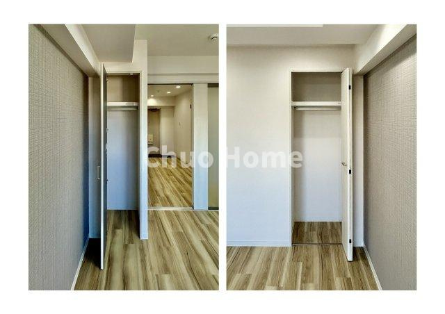 サンシャインハイツの収納|居室にはクローゼットを完備し、自由度の高い家具の配置が叶うシンプルな空間です。お子様の成長と必要になる子供部屋を与えるにはぴったりの間取りですね。