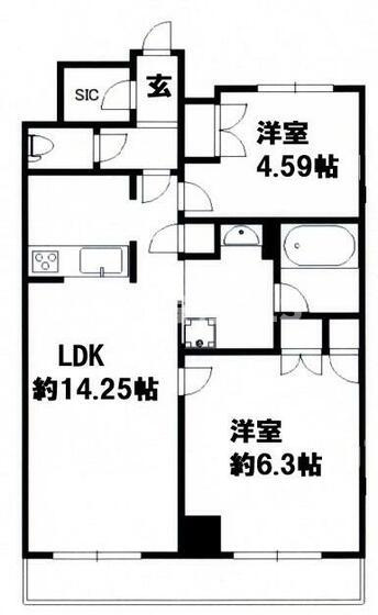 中央区日本橋中洲の賃貸マンションの間取り