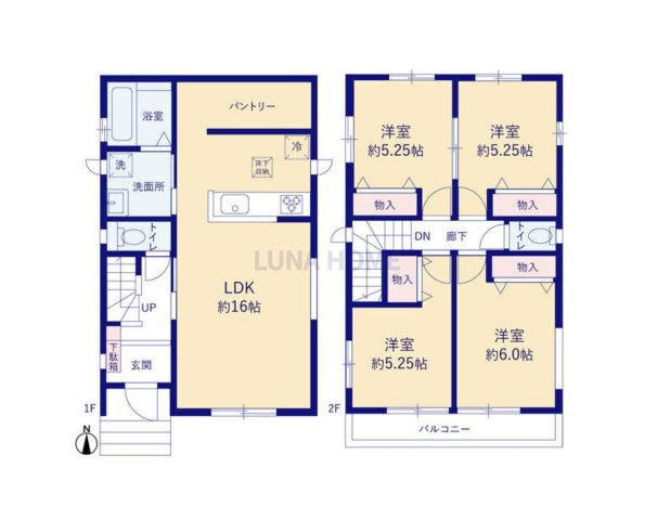 守谷市松ケ丘6丁目　新築戸建　B号棟の間取り