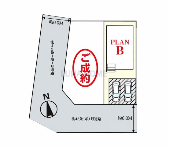 守谷市松ケ丘6丁目　新築戸建　B号棟の区画図