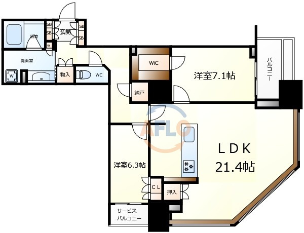 ブランズタワー大阪本町　開平小学校区の間取り|ブランズタワー大阪本町　間取り