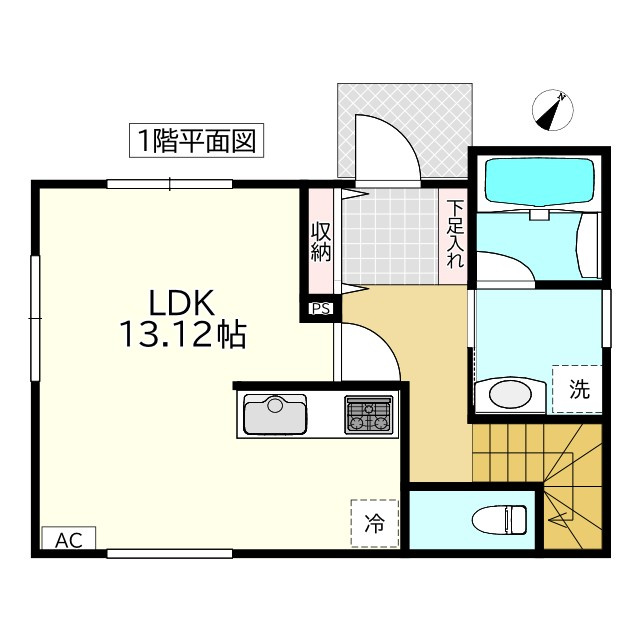 東四番町建売の間取り|Ｂ棟：１階