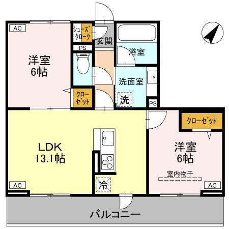 【間取り】 | ノーブルラフィネ万平町　A