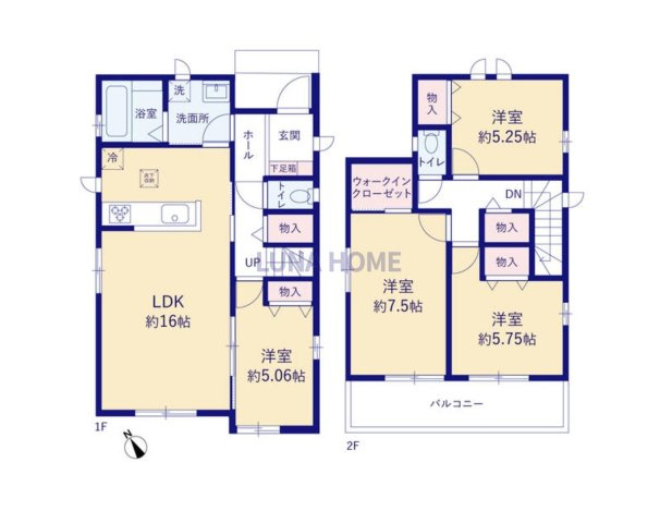 守谷市薬師台2丁目　新築戸建　D号棟の間取り