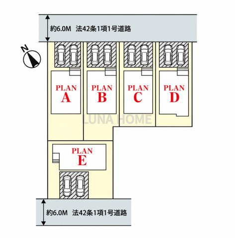 守谷市薬師台2丁目　新築戸建　E号棟の区画図